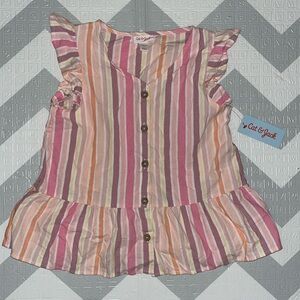 Girls pink stipe blouse size large 10/12